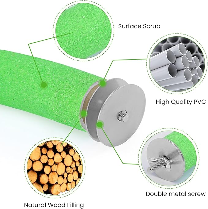 U Shape Parrot Perch Stand Toy Bird Platform Sand Paw Grinding Clean Stick Exercise Conure Budgie Cockatiel Cage Accessories (Green Corner Medium)