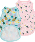 CuteBone Dog Shirts 2-Pack Soft Pet Clothes Breathable Summer Vest for Small Puppy and Stretchy Cat Apparel 2BX06L