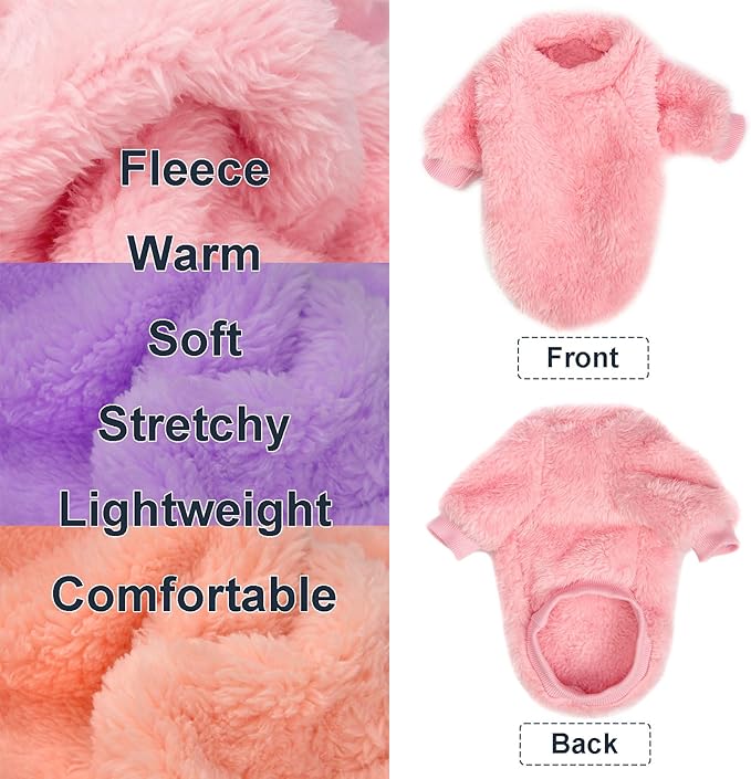 Dog Sweater, 3 Pack Dog Sweaters for Small Dogs, Dog Clothes for Small Dogs Girl Boy, Ultra Soft and Warm Puppy Sweater Dog Coat for Winter Christmas (Large, Pink+Purple+Peach)