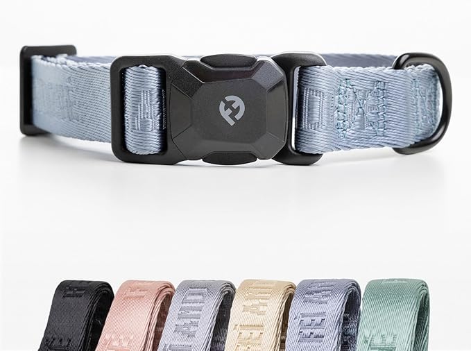 2025 New Edition, Fei & Eve MagEase Dog Collar - Patented Magnetic Buckles | Fur-Safe | Premium 210D Nylon | 450LB Escape-Proof | Adjustable Fit | Large (Dusk Blue)
