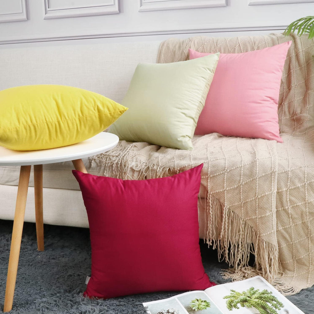 4-Pack 100% Cotton Comfortable Solid Decorative Throw Pillow Case,Thmyo Square Cushion Cover Pillowcase Sublimation Blank Pillow Covers DIY Throw Pillowcase for Couch Sofa(18x18 inch/ 45x45cm,Pink 2)