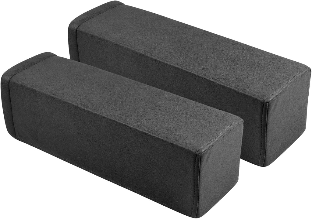 2 Pack Couch Arm Rest Pillow, 6''x6''x20'' Faux Leather Waterproof Cover, High Density Foam Armrest Cushion, Removable & Washable Elbow Support for Sofa, Bed, and Armchair (Black)
