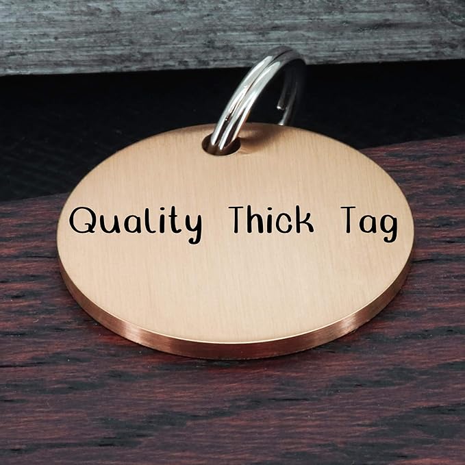 Ultra Joys Stainless Steel Pet ID Tag - Personalized Front and Back Engraving, Customized Dog and Cat Tags, Optional Engraved on Both Sides, Round Mountain Top, Rose Large