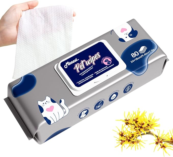 MIOSSZI Extra Thick Dog Cleaning Wipes for Paws and Butt Dog Wipes Cleaning Deodorizing Pet Wipes for Dogs & Cats Puppy Wipes for Dogs Grooming Wipes 80 pcs
