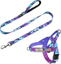 Annchwool No Pull Dog Harness with Padded Handle+5 Ft Leash,Escape Proof and Quick Fit to Adjust Dog Harness,Easy for Training Walking for Small & Medium and Large Dogs(Camo Purple Set,XL)