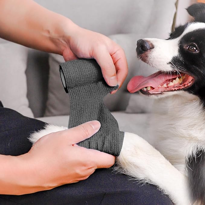 24 Rolls Self Adhesive Bandage Wrap, Vet Wrap 4 Inch for Horses Dogs Wounds Care Dressings, Elastic Self Stick Cohesive Bandage Wrap, Wrist, Sports, Ankle Tape Leg Wraps Black