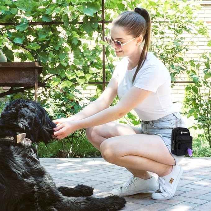 Dog Treat Pouch Dog Poop Bag Holder for Leashes, Pets Snack Container With Inner Small Bag, Puppy Supplies Perfect for Training and Walking - Hands Free Dog Waste Bag Dispenser -Dog Travel Accessories