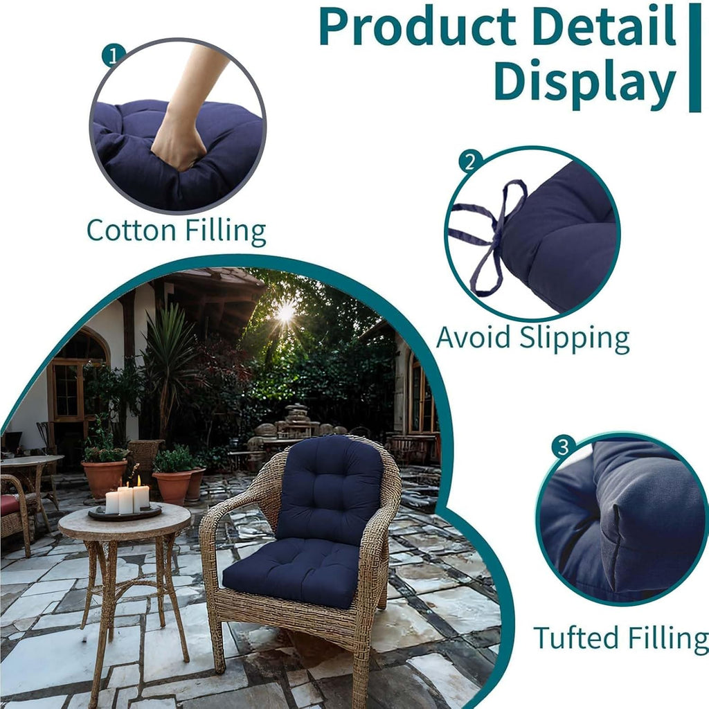 18 x 18 Outdoor Seat Cushions Waterproof Patio Seat Pad Large Floral Rocking Chair Cushion with Ties for Indoor Outdoor Orange Grey