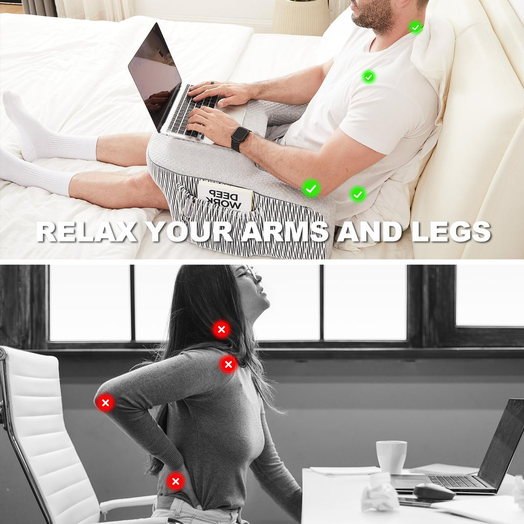 Reading Pillow for Bed, Petite Adults, Teens Arm Rest Pillow, Reading Lap Pillow, Memory Foam Lap Desk Pillow for Reading, Working, Playing, Crocheting in Bed Couch(Ash Grey)