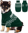 FUAMEY Stetchy Dog Sweaters Extra Small, Cute Cozy Puppy Sweater with Leash Hole, Thermal Pullover Clothes for Dogs Winter Fall, Soft Turtleneck Pet Printed Outfits Cold Weather (Green, XS)