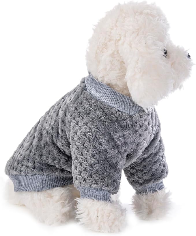 Dog Sweater, 3 Pack Dog Sweaters for Small Medium Dogs or Cat, Warm Soft Flannel Pet Clothes for Dogs Girl or Boy, Dog Shirt Coat Jacket (Medium, Grey+Navy+Sky Blue)