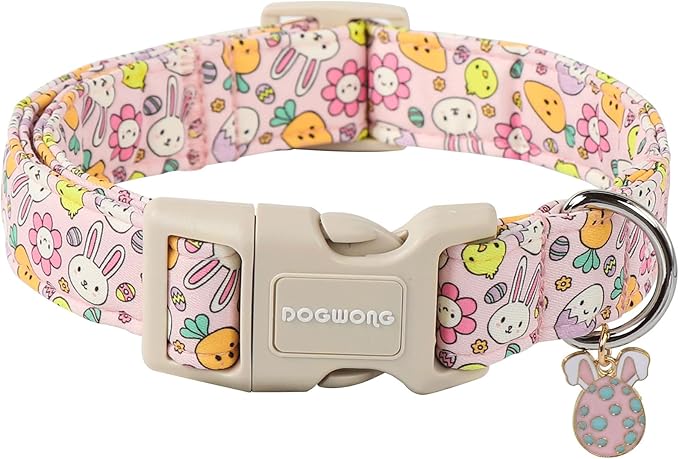 DOGWONG Easter Dog Collar, Cute Egg Bunny Dog Collars, Adjustable Easter Pet Collars Design Dog Collar with Quick Release Buckle for Small Dogs