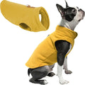 Gooby Fleece Vest Dog Sweater - Honey Mustard, Large - Warm Pullover Fleece Dog Jacket with O-Ring Leash for Small to Medium Dogs