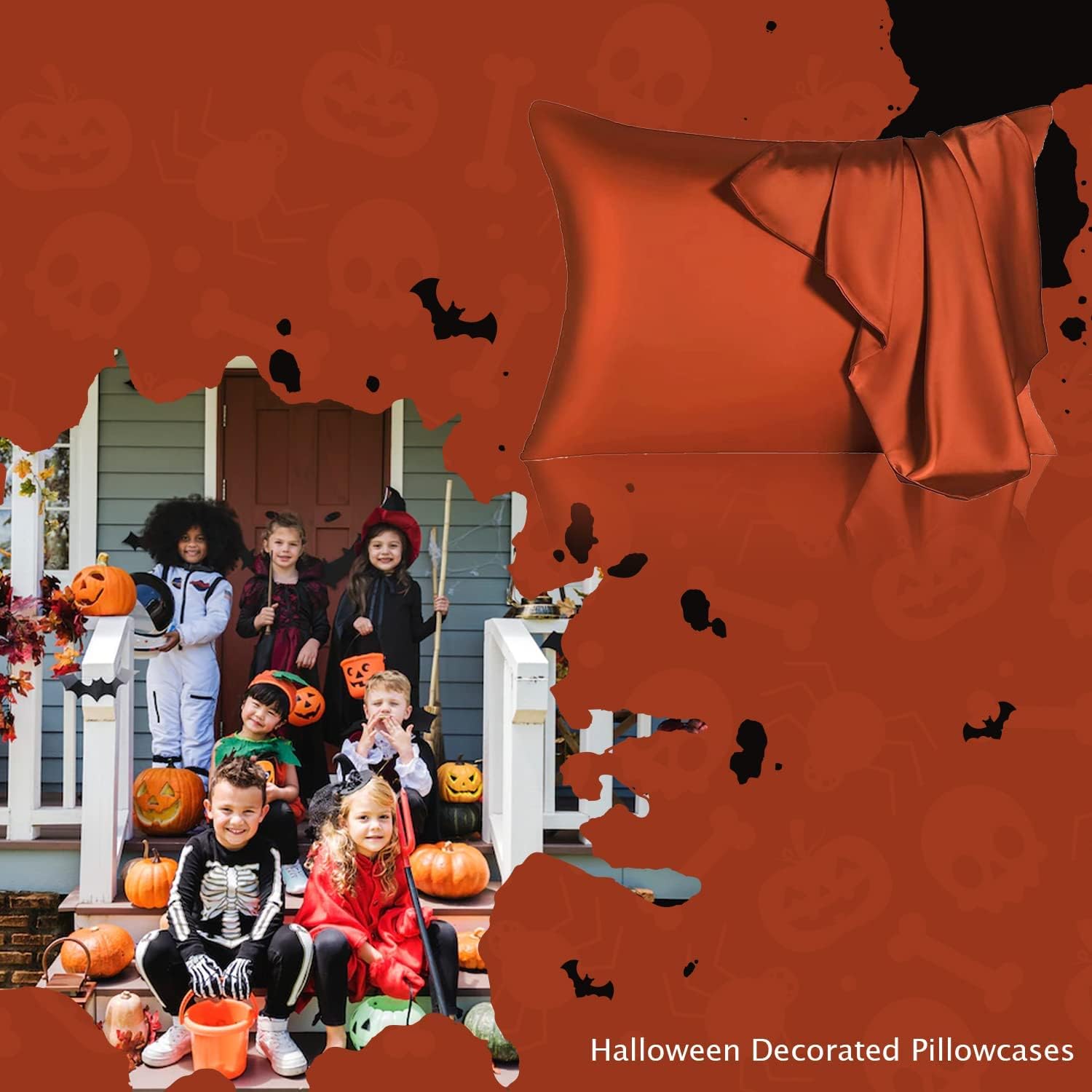 Mulberry Silk Pillowcase for Hair and Skin,Cooling Silk Pillow Case with Hidden Zipper,Allergen Proof Dual Sides Soft Breathable Smooth Silk Pillow Cover for Women (Orange, Toddler)