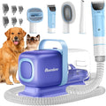 Dog Grooming Kit with Vacuum, All-in-One Pet Grooming Vacuum for Dogs and Cats, Low Noise Pet Hair Clipper & Shedding Brush, Dog Hair Remover, Cat Pet Groomer Set with Cleaning Brushes, Blue