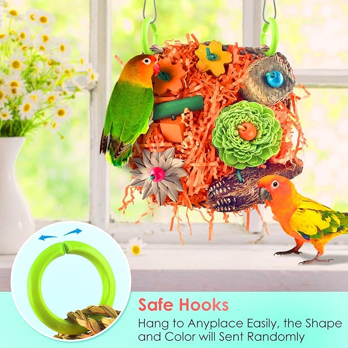 KATUMO Bird Toys, 2 Pack Bird Grass Mat Foraging Wall Toys Parrot Shredder Toys for Parakeet, Cockatiel, Conure, Lovebird, Budgie, Small to Medium Birds