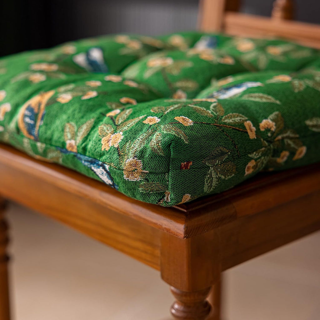 vctops Farmhouse Bird Print Chair Cushions with Ties U-Shaped Soft Comfortable Chair Pads Non Slip Seat Cushions for Indoor Dining Room and Kitchen Chairs (Green,16"x16")