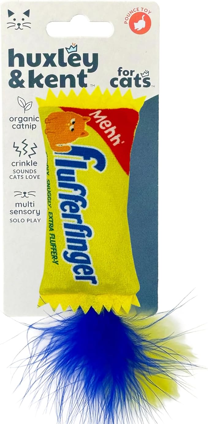 Huxley & Kent Plush Cat Toy - Interactive Catnip Toy for Cats & Kittens - Soft with Crinkle & Catnip - Fun Indoor Play - Flufferfinger