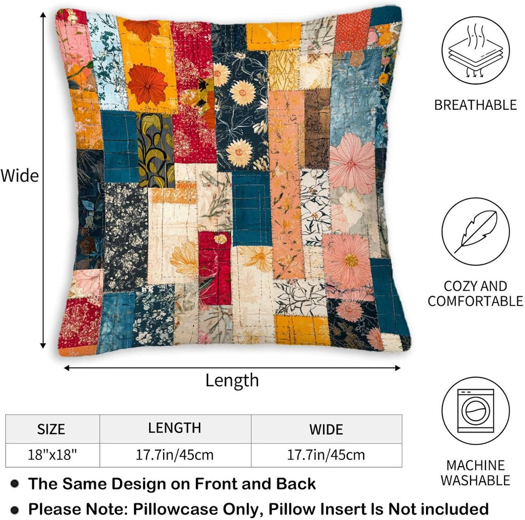 Throw Pillow Covers 18x18 Set of 2, Botanical Prints Cushion Covers, Decorative Square Pillowcases for Couch, Bedroom, Living Room