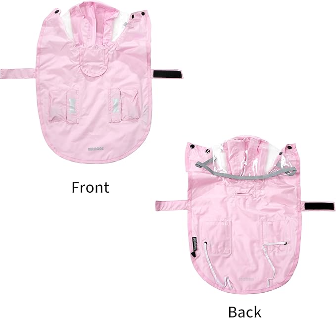 Waterproof Dog Raincoat, Adjustable Reflective Lightweight Pet Rain Clothes with Poncho Hood (Light Pink, X-Small)