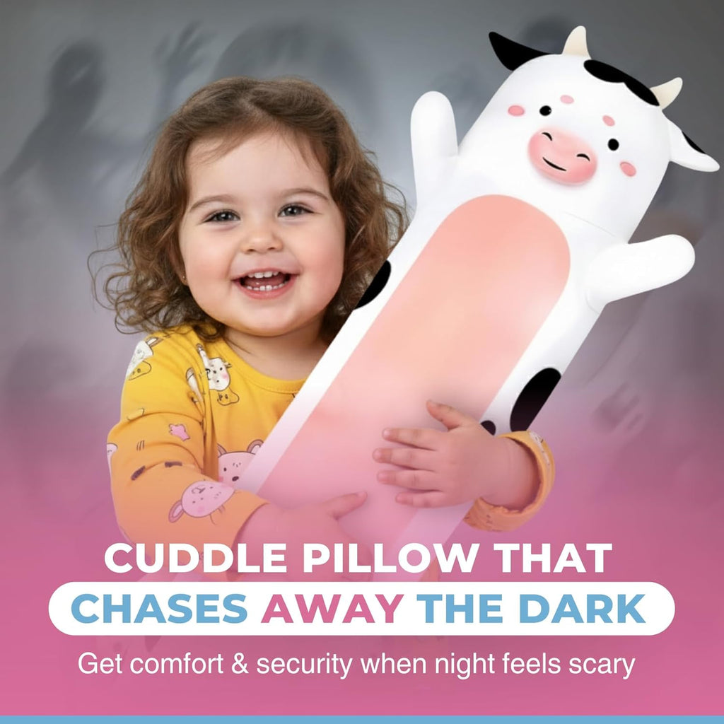 Cow Print Plush Body Pillow for Kids | Long Stuffed Animal Cuddle Pillow | Soft Hugging Toy | Plushie Gift for Girls & Boys | Long Plush Body Pillow for Sleep & Comfort | Large, 47 Inches