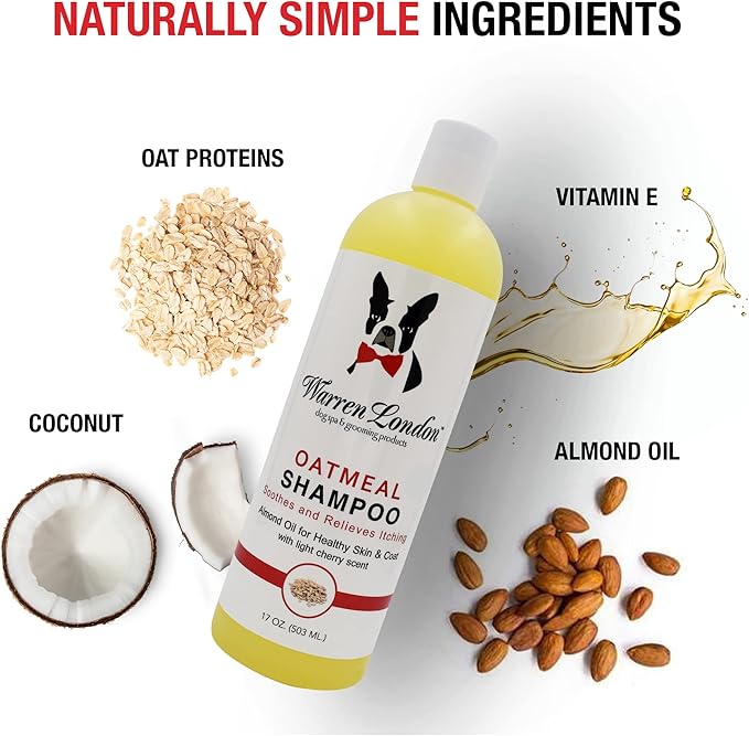 Warren London Oatmeal Dog Shampoo - Fast Itch Relief for Dry, Sensitive, & Irritated Skin - Infused with Vitamins & Neem Oil - Made in USA - 1 Gallon