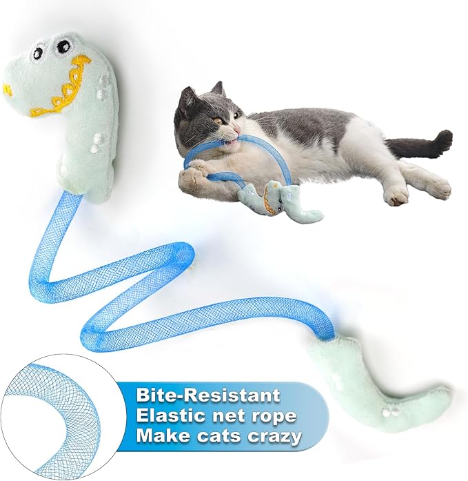 Cat Chew Toy for Teeth Cleaning, Soft and Durable Crinkle Springs Catnip Toys, Interactive Cat Kicker Toys for Indoor (Pack 10)