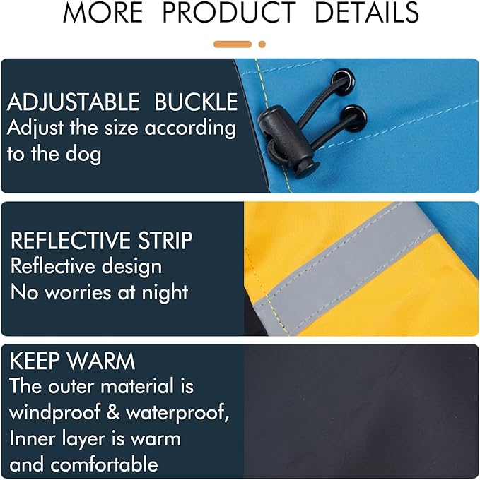 M Windproof Dog Winter Jackets - Outdoor Coats with Waterproofing, Cold Weather Protection, Leash Hole