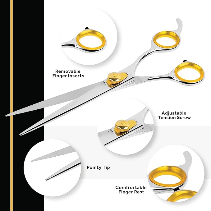 Sharf Gold Touch 440c Japanese Stainless Steal Pet Grooming Shear, 8.5 Inch Straight