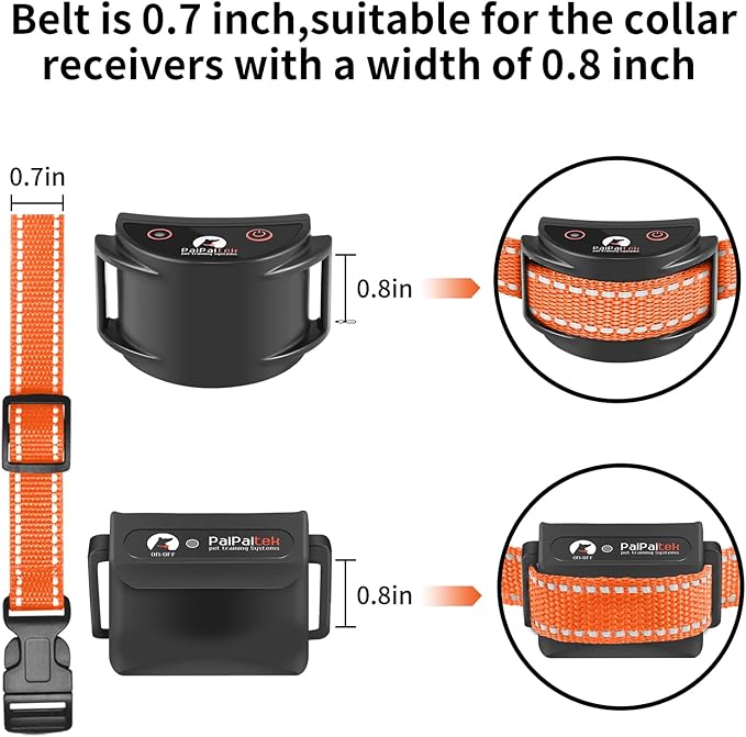 PaiPaitek Replacement Shock Collar Strap, 3/4 inch Dog Collar Fit All Brands of Shock Training Collars and Bark Collars - Durable and Adjustable - Reflective Dog Collar - 2 Packs