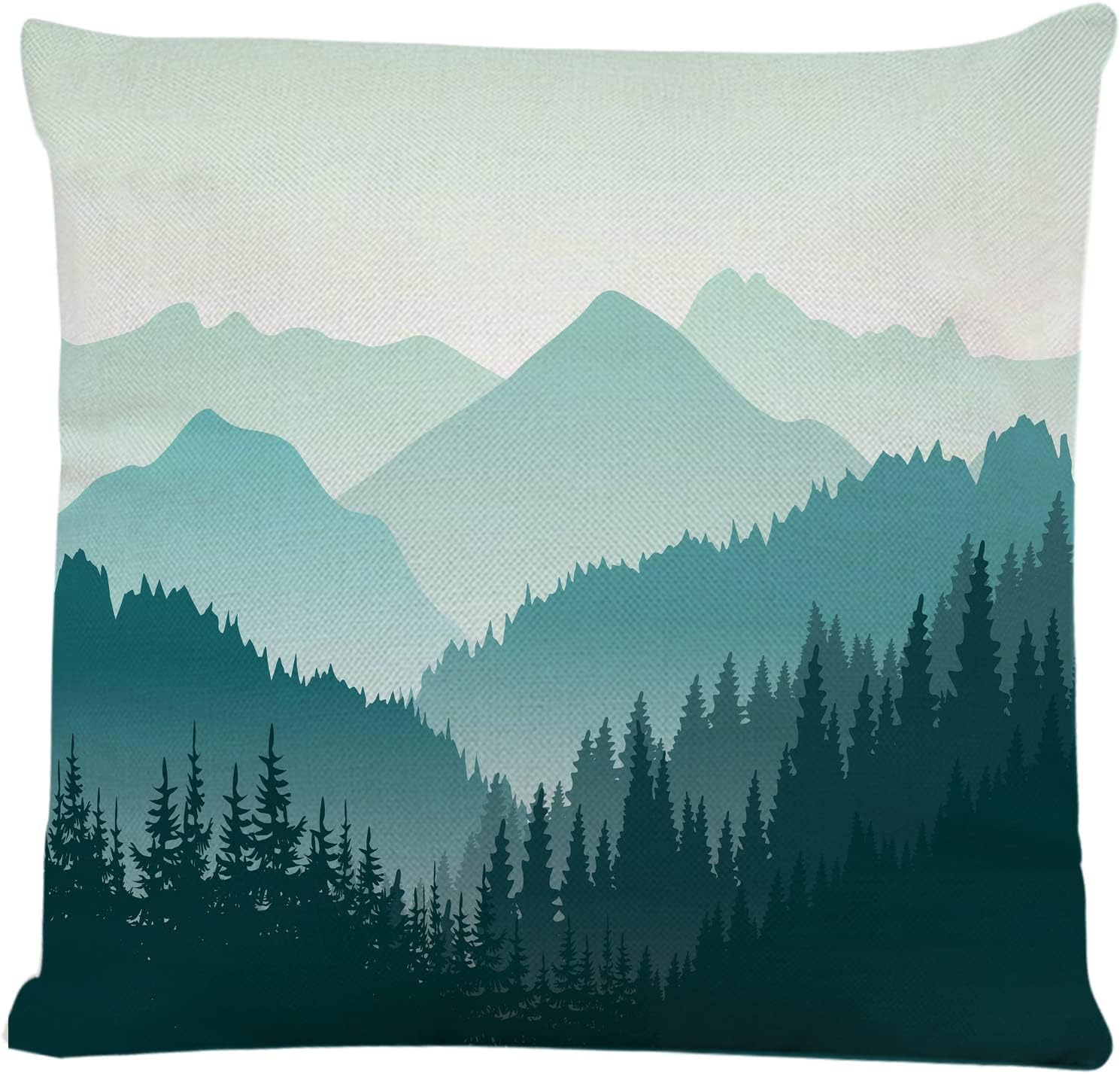 Decorative Square Throw Pillow Covers Beautiful Green Mountain Landscape Couch Sofa Bed Pillow Covers Cushion Cases 18x18 inch