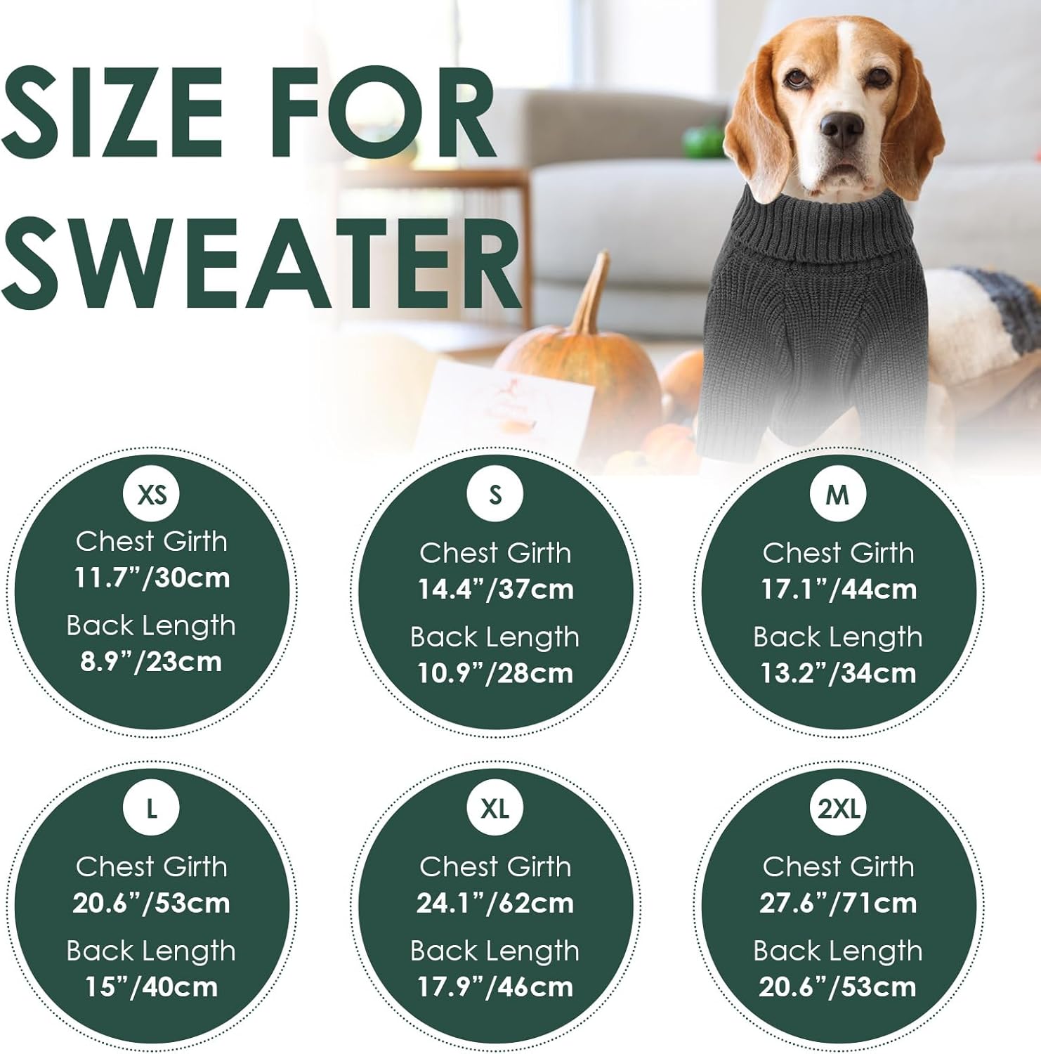 SUNFURA XS Dog Sweater, Small Dog Sweater Doggie Knitted Knitwear for Winter, Cat Pullover Christmas Sweatshirt for Yorkie Chihuahua, Warm Thick Turtleneck Clothes for Puppy, Grey X-Small