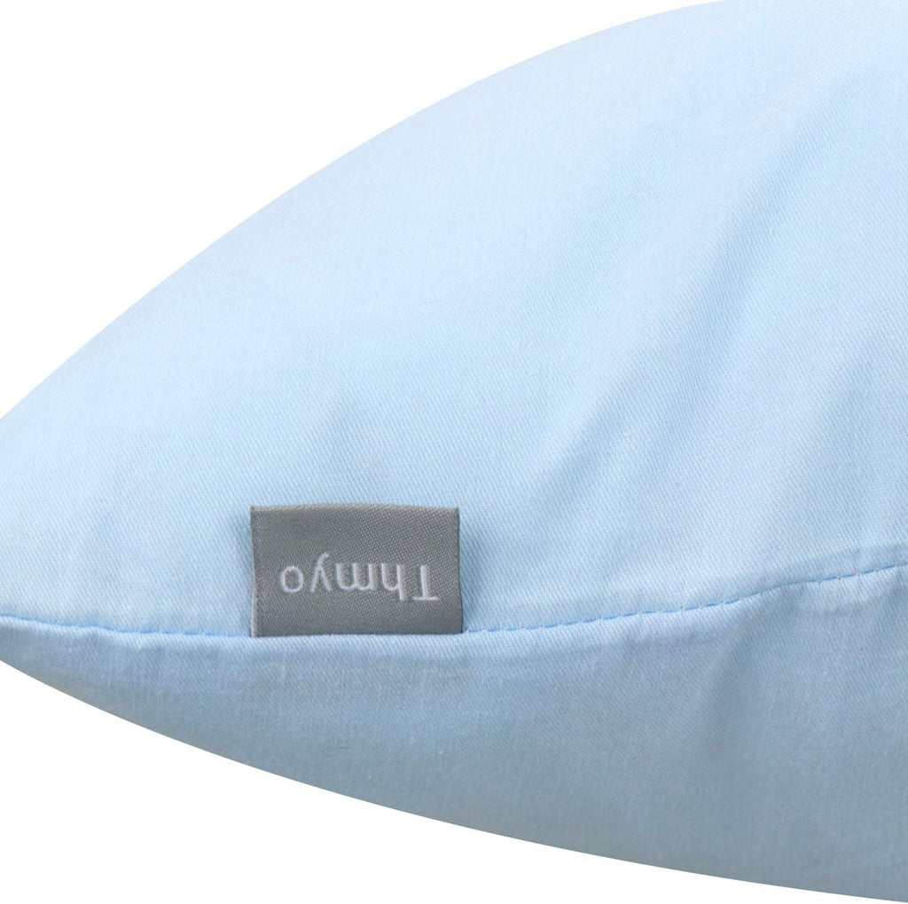 Thmyo 4-Pack 100% Cotton Comfortable Solid Decorative Throw Pillow Case, Square Cushion Cover Pillowcase Sublimation Blank Pillow Covers DIY Throw Pillowcase for Sofa(26x26 inch/ 66x66cm,Light Blue)