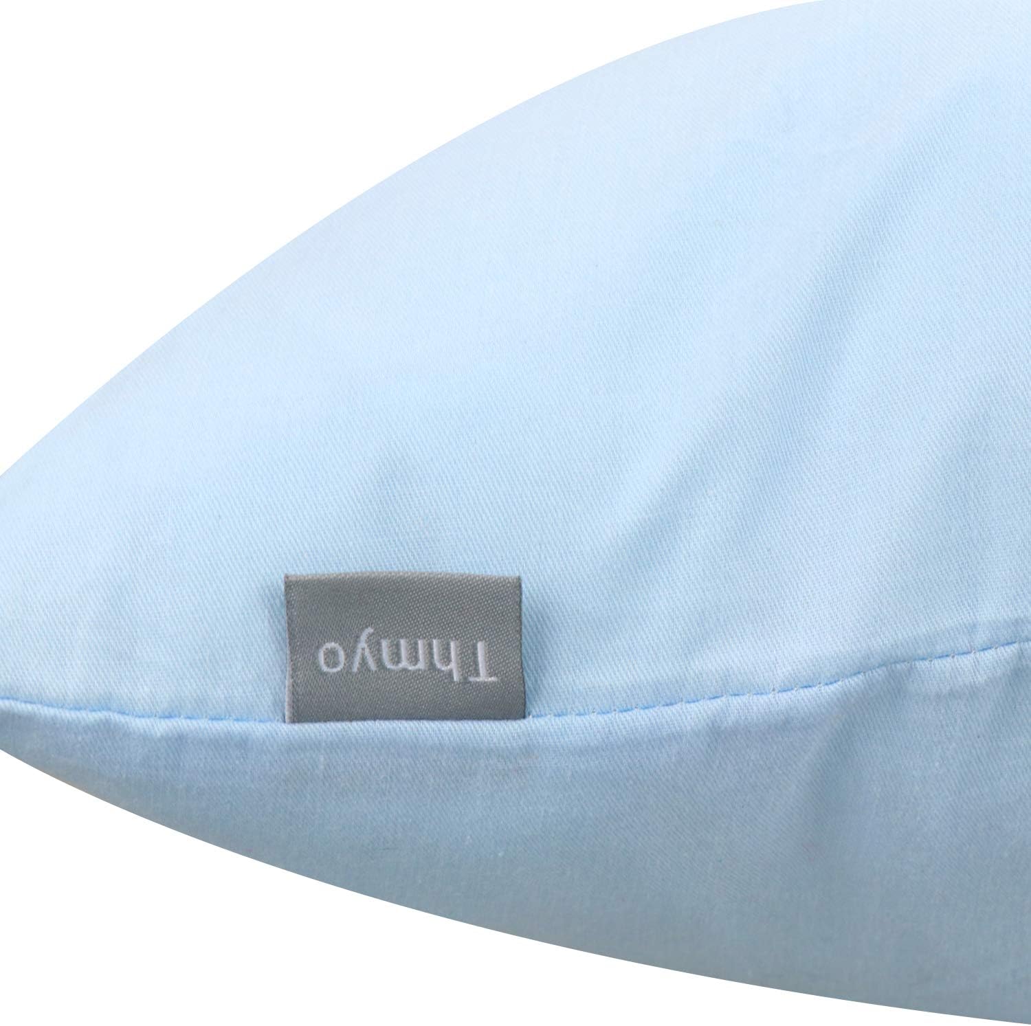 Thmyo 4-Pack 100% Cotton Comfortable Solid Decorative Throw Pillow Case, Square Cushion Cover Pillowcase Sublimation Blank Pillow Covers DIY Throw Pillowcase for Sofa(26x26 inch/ 66x66cm,Light Blue)