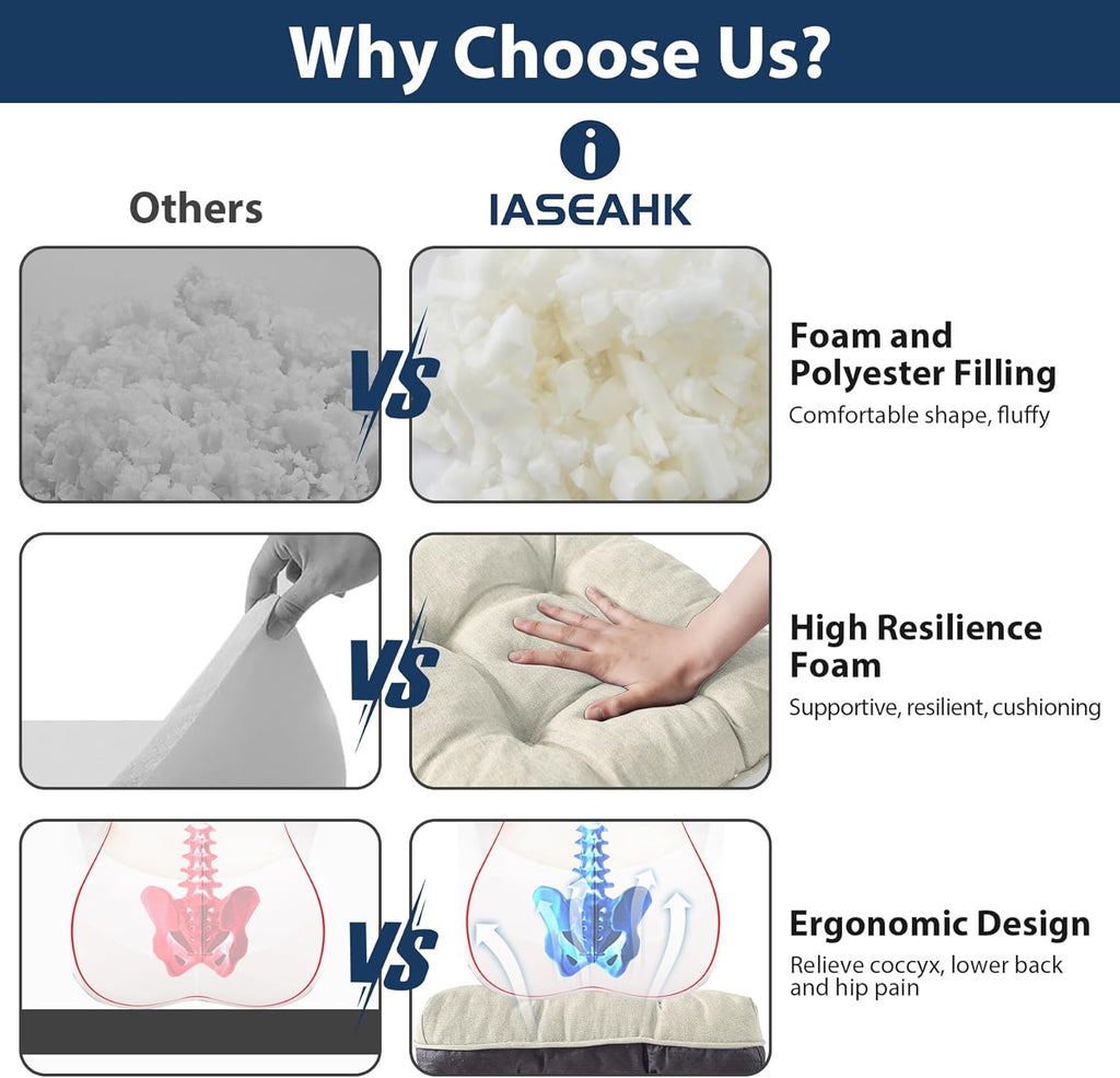 Chair Cushions for Dining Chairs, Seat Cushions for Kitchen Chairs, Indoor Seat Cushions with Ties, Tufted Foam Chair Pads, Non Slip Chair Cushions Set of 4, 15.5" x 15.5" x 4", Beige