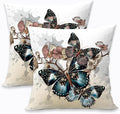 2 Pcs Throw Pillow Covers for Couch Butterflies Bed, Aesthetic Design Butterfly Linen Cotton Pillowcase Covers for Couch Sofa Bed Bedroom Apartment Dorm Living Room Office Home Decor
