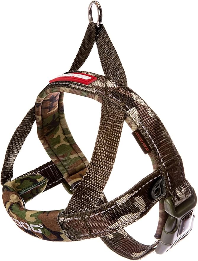 EzyDog Quick Fit Dog Harness – No Pull Harness for Training, Everyday Walking, and Easy Control - Adjustable Fit, Reflective, and Padded (Large, Green Camo)