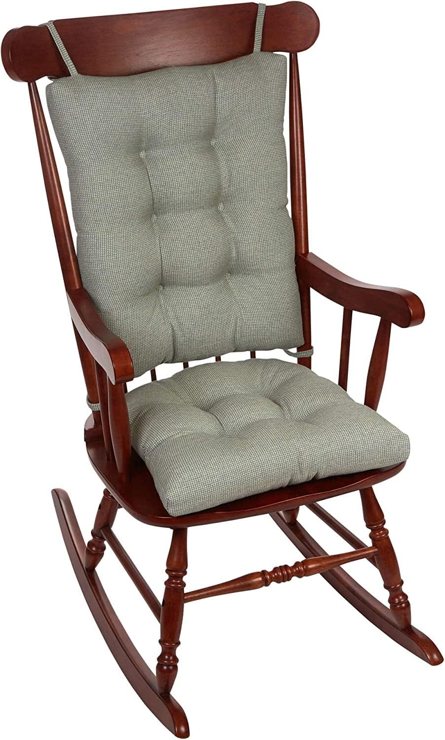 Klear Vu Omega Non-Slip Rocking Chair Cushion, Assembled in USA, Thick Tufted Design, Includes Seat Pad & Back Pillow with Ties, 17x17 Inches, 2-Piece Set, Solid Spa