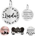 Ultra Joys Stainless Steel Pet ID Tags - Personalized Front & Back Engraving, Custom Dog & Cat Tags, Optional Two-Sided Engraving, Round Vine Design, Silver Large