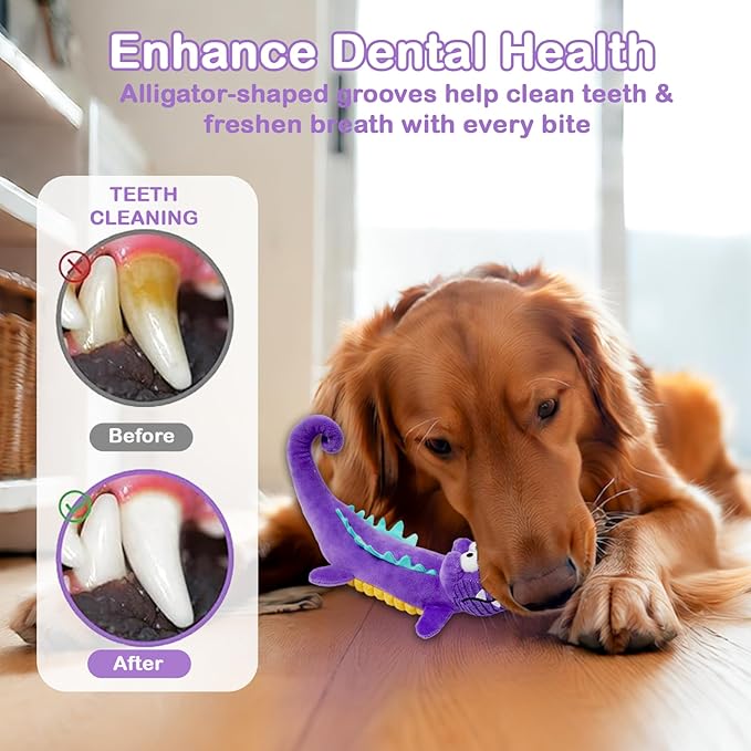 Tough Dog Toys Indestructible, Stuffed Chew Large Dog Toys to Keep Them Busy, Interactive Squeaky Tug of War Doggie Toy, Chew Guard Technology