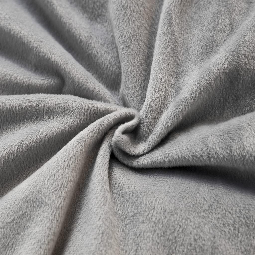 Uhamho Set of 2 Standard Faux Fur Throw Pillow Covers Soft Velvet Decorative Pillowcases Zipper Closure (Light Gray, 20"x26")