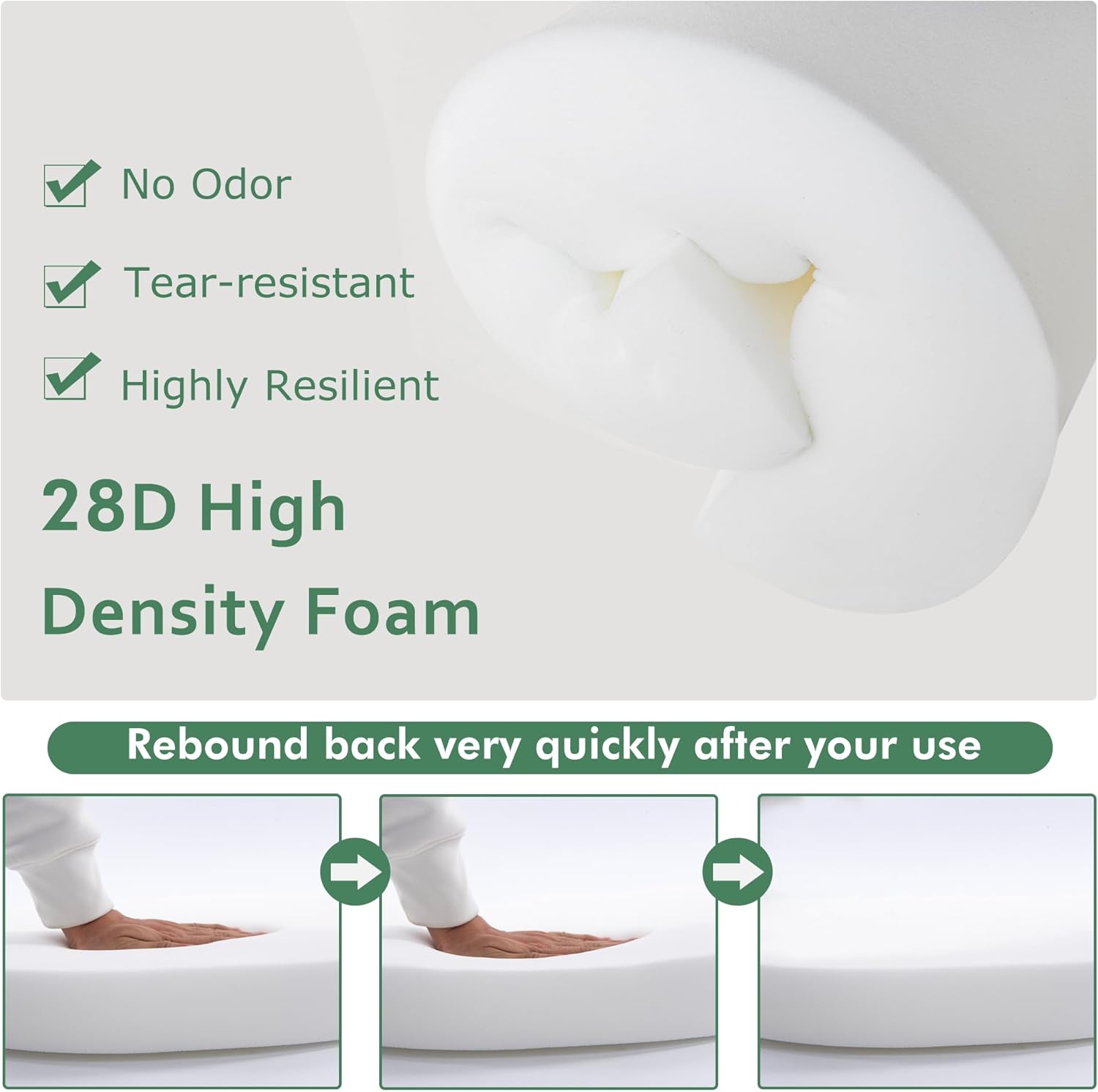 Outdoor Chair Cushions Set of 2: Waterproof & Fade Resistant Deep Seat Cushion for Patio Furniture - 24 x 24 Inch Chair Pad with Ties and Hidden Zipper - Patio Chair Cushion Replacement, Sage Green