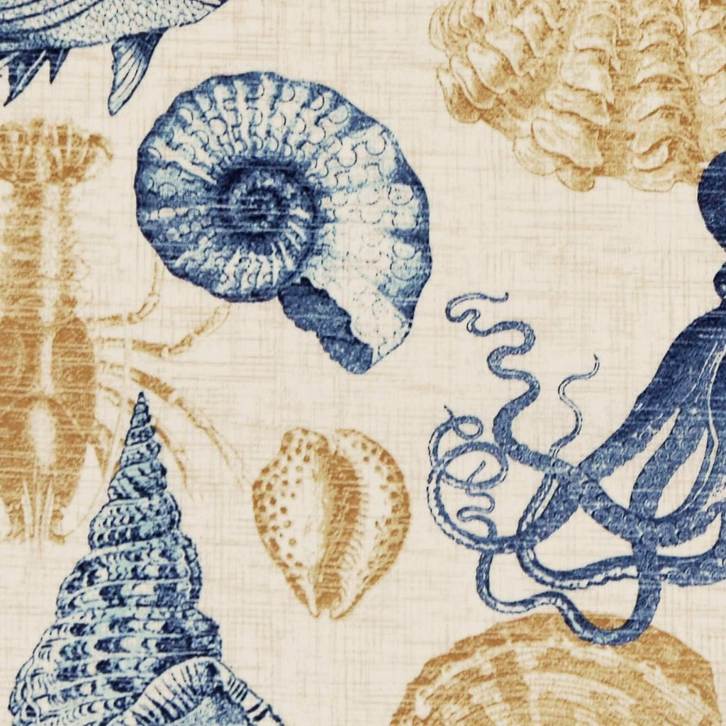 RSH DECOR: Tufted Wicker Loveseat Cushion | 41” x 19" | All-Weather Spun Fabric | Water and Fade-Resistant | Outdoor Settee Cushion for Patio Furniture | Blue Tan Crab