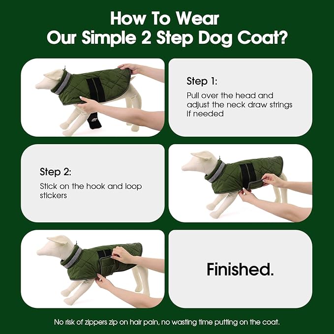 Dog Winter Coat Warm Padded Puppy Jacket Windproof Water Resistant Clothes for Small Medium Large Pets Christmas Sweater Outfit Vest(Green, M)