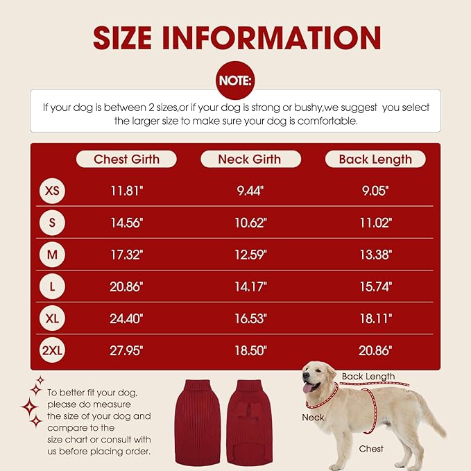 XL Dog Sweater, Dog Turtleneck Sweaters Female, Short Sleeves Pet Cold Sweater Solid Color, Soft Winter Warm Knitwear for Dogs Outdoor Playing, Christmas Thanksgiving