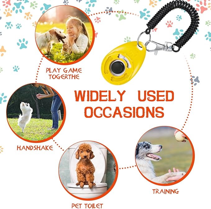 Kigeli 30 Pcs Dog Training Clicker for Pet with Wrist Strap Dog Cat Bird Clicker Puppy Training Supplies for Dogs Cats Horses Birds Behavioral Coaching Accessories (6 Colors)