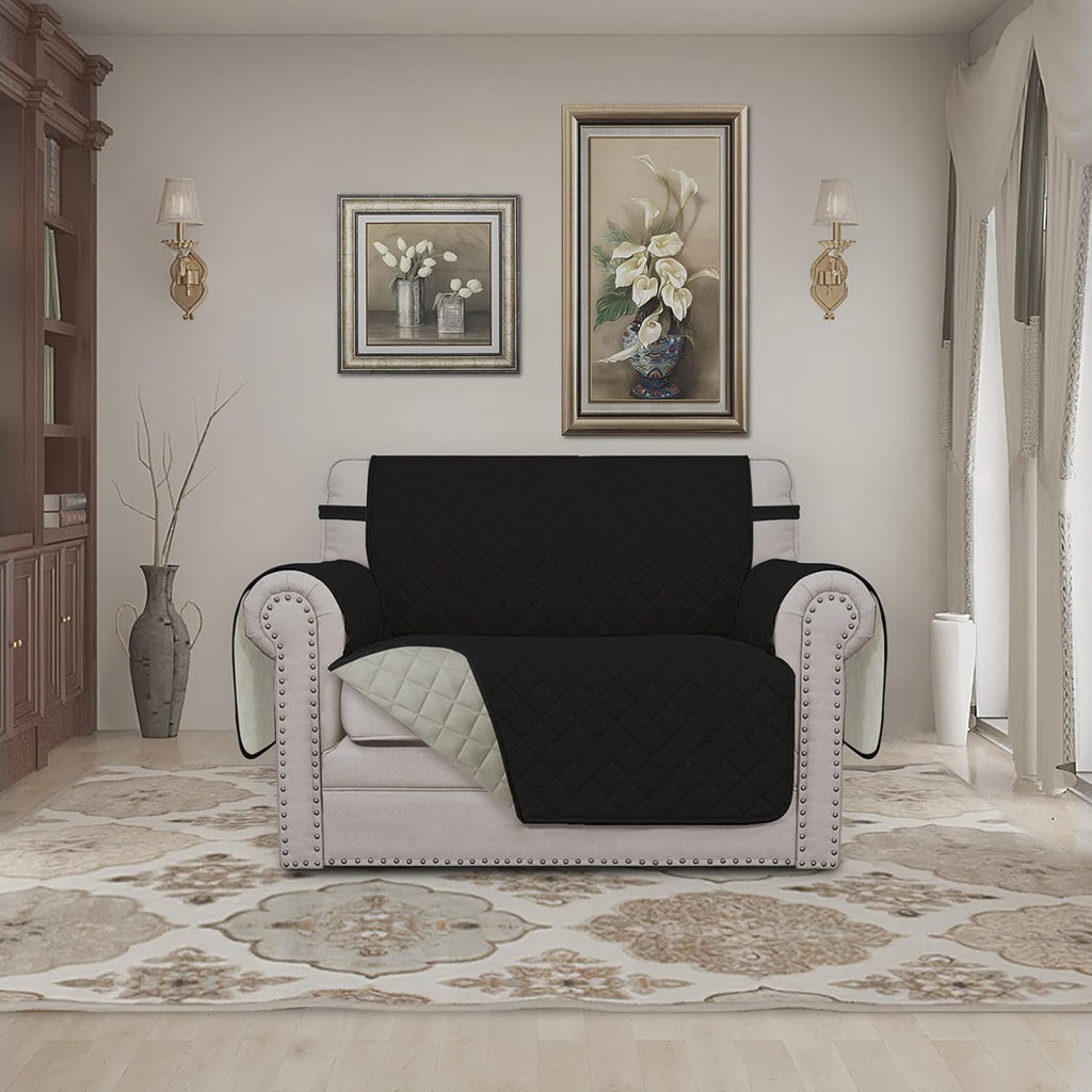 Easy-Going Oversized Chair Sofa Slipcover Reversible Sofa Cover Water Resistant Couch Cover Furniture Protector Cover with Elastic Straps for Pets Dog (Oversized Chair, Black/Beige)