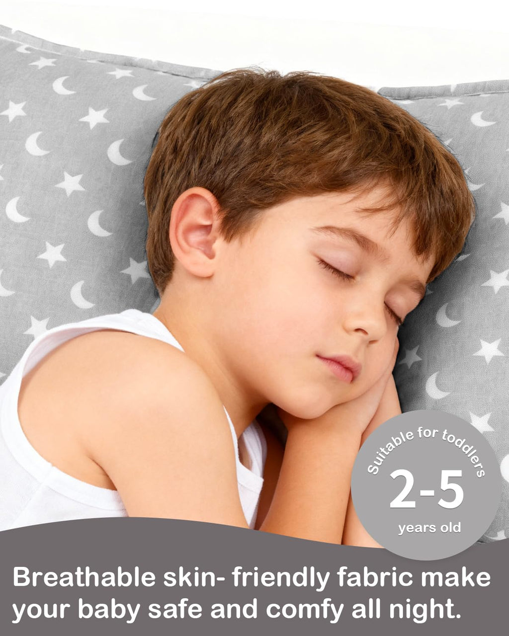 ALVABABY Toddler Pillowcases 2 Pack Organic Cotton Kids Pillow Cover Fit 13"x 18" or 12"x16" Envelope for Girl Boy Sleepy Travel(Pillowcase Only)