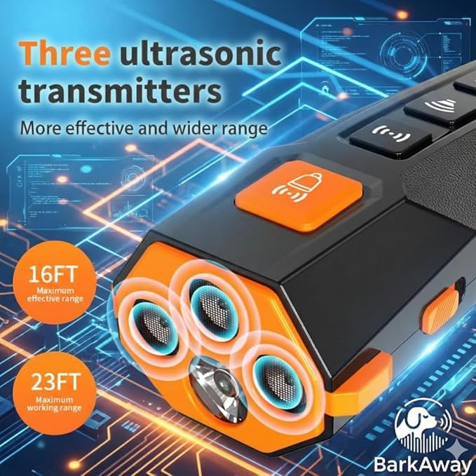 2025 Ultrasonic Dog Bark Deterrent for Safe Anti-Bark Training Stop Neighbor's Dog Device with 4 Working Modes, LED Flashlight – 2 in 1 Pet Training Device with Long Range Humane Technology