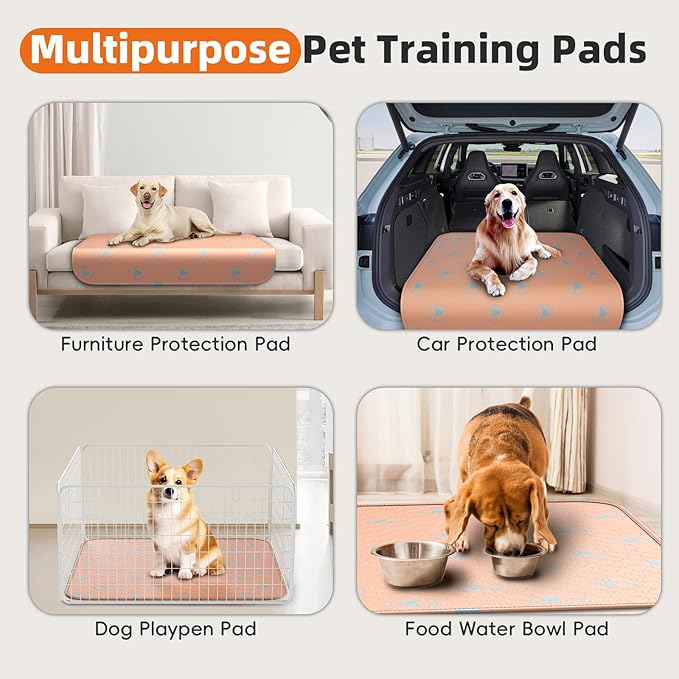 PJYuCien Washable Pee Pads for Dogs 2 Pack, 36" x 36" Reusable Pee Pads for Dogs, Leak-Proof Pet Training Pads, Puppy Pads for Non-Slip, Designed for Dog Pen, Whelping Pad, Potty Training (Orange)